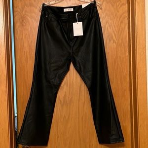 KanCan Avril Kick Flare faux leather jeans